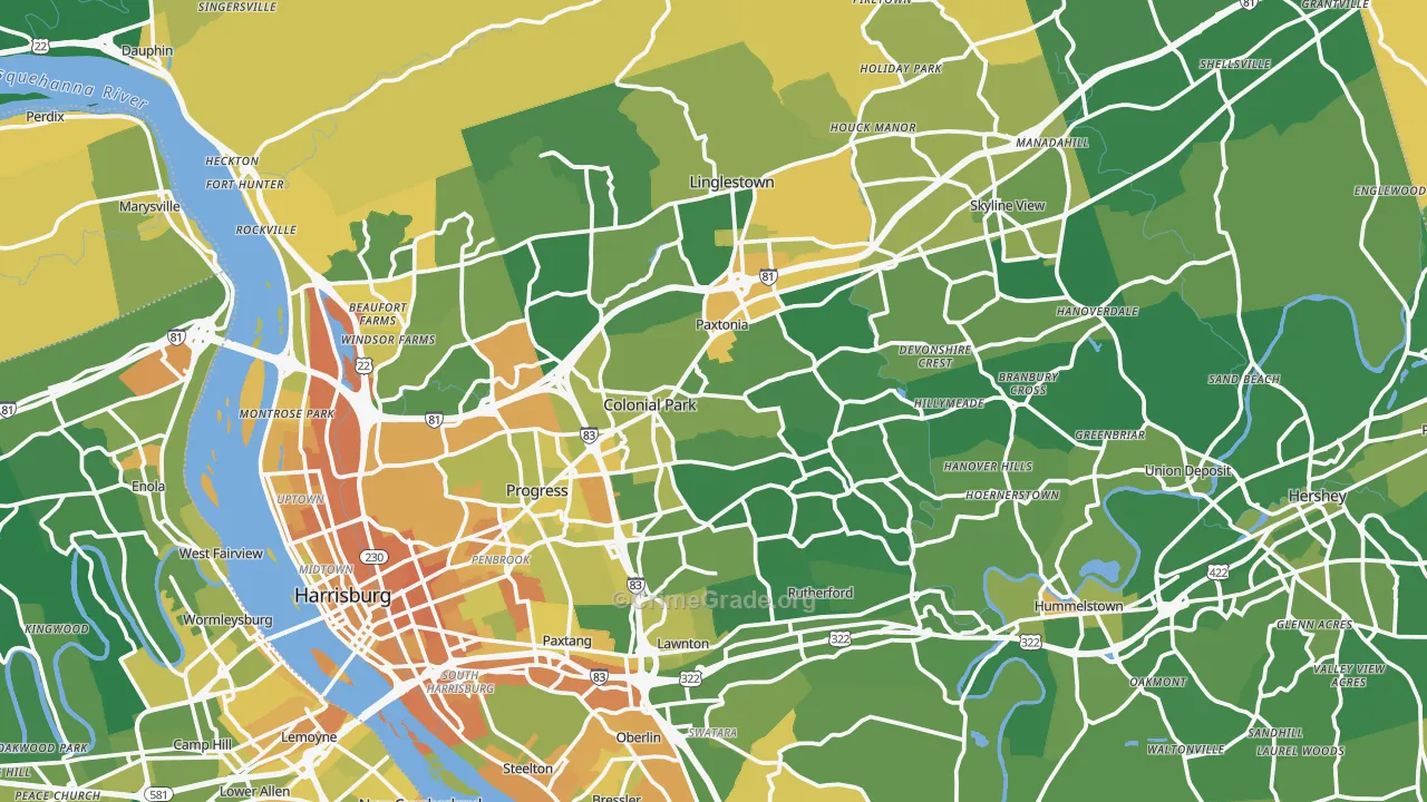 Dauphin County, PA Map of Murder Rates