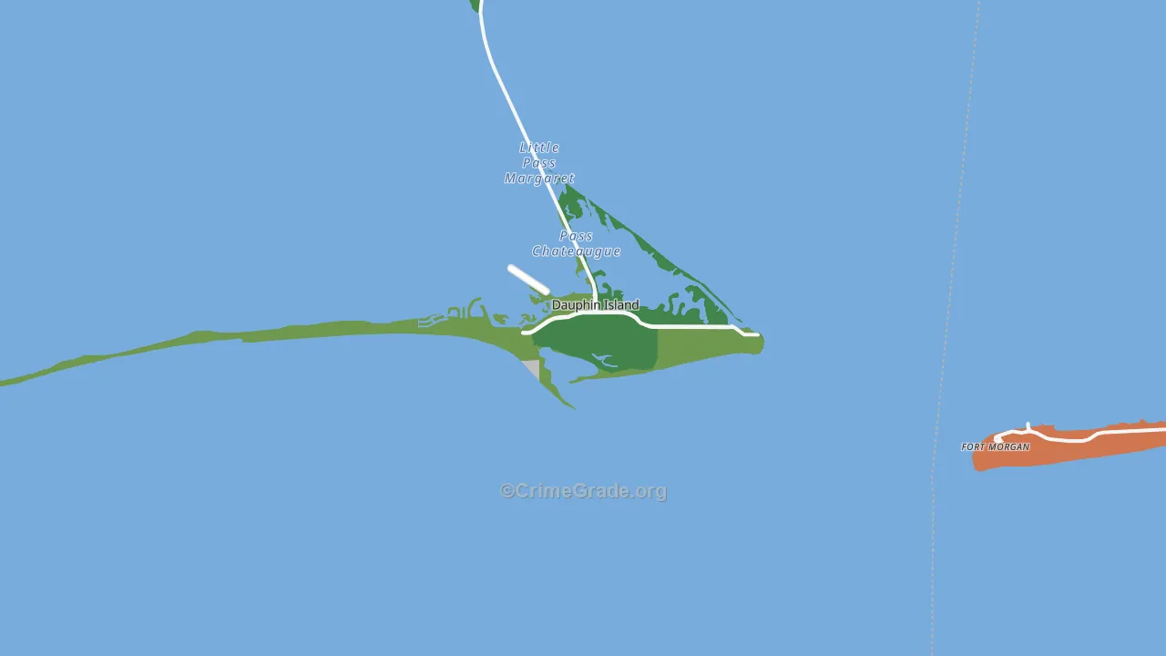 Dauphin Island, AL Map of Murder Rates