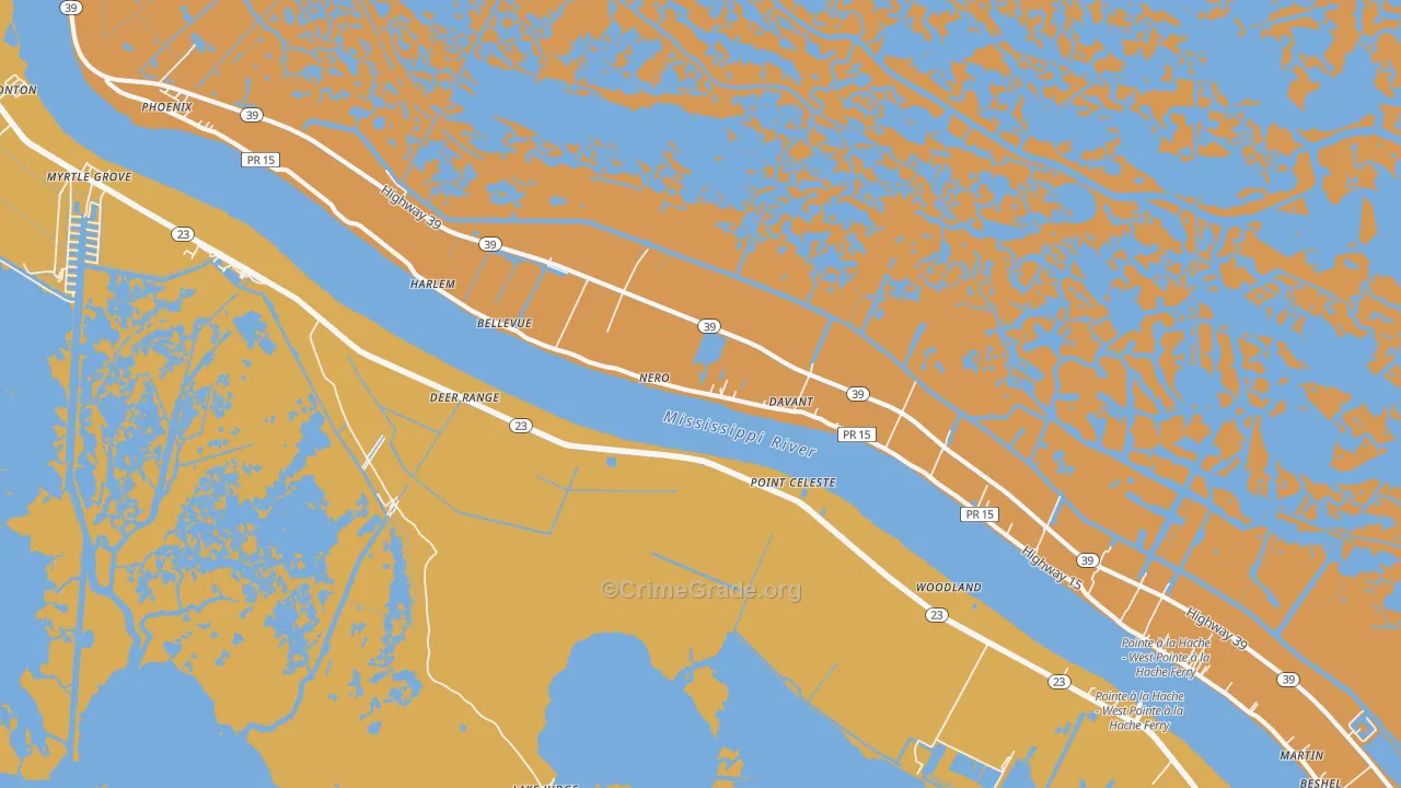Davant, LA Map of Murder Rates