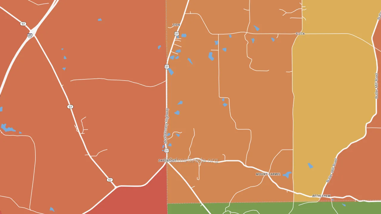 Davenport, AL Map of Murder Rates