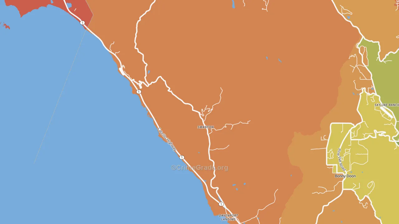 Davenport, CA Map of Murder Rates