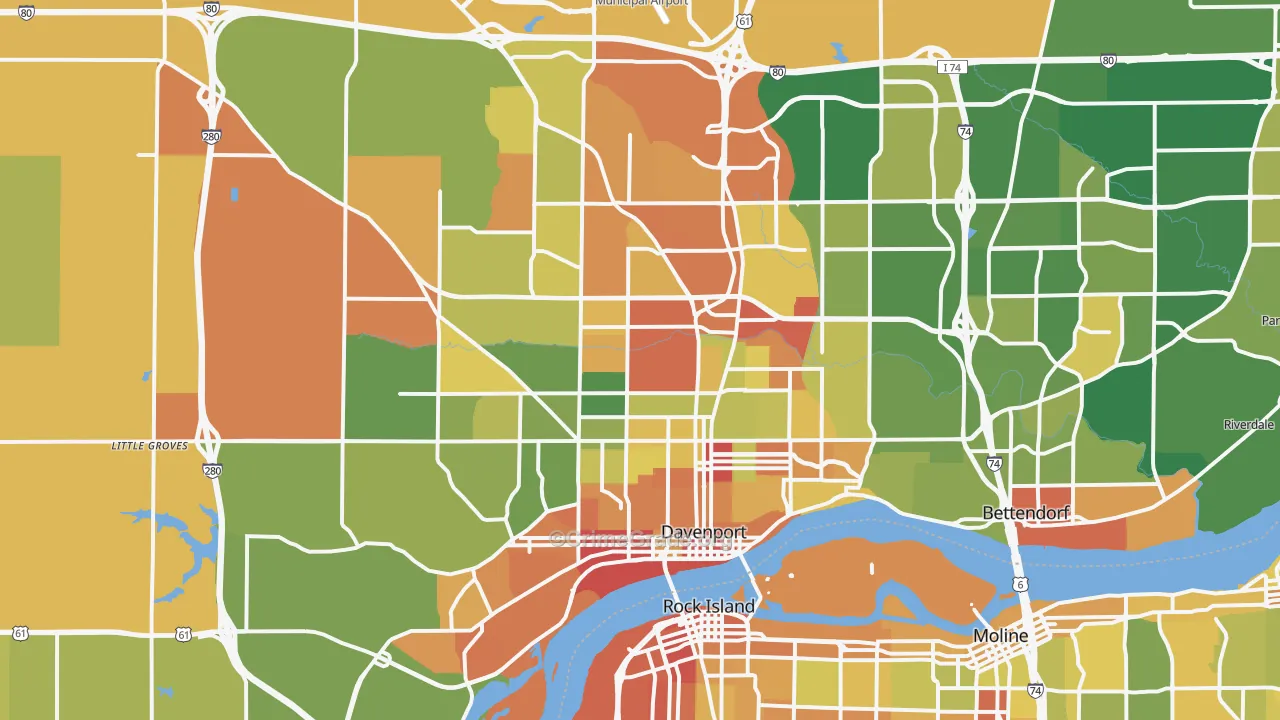 Davenport, IA Map of Murder Rates