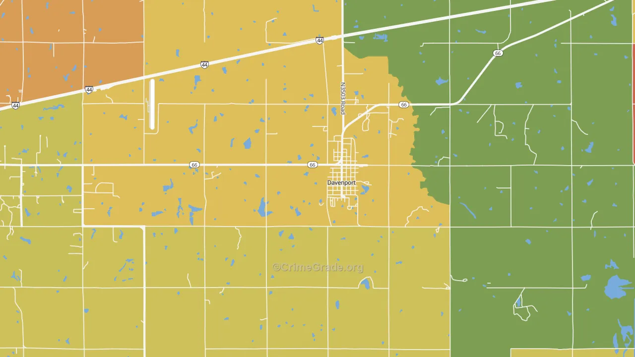 Davenport, OK Map of Murder Rates