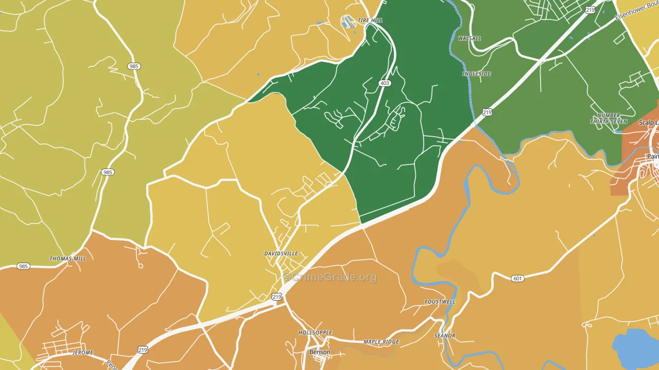 Davidsville, PA Map of Murder Rates