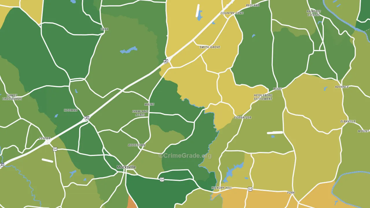 Davie County, NC Map of Murder Rates