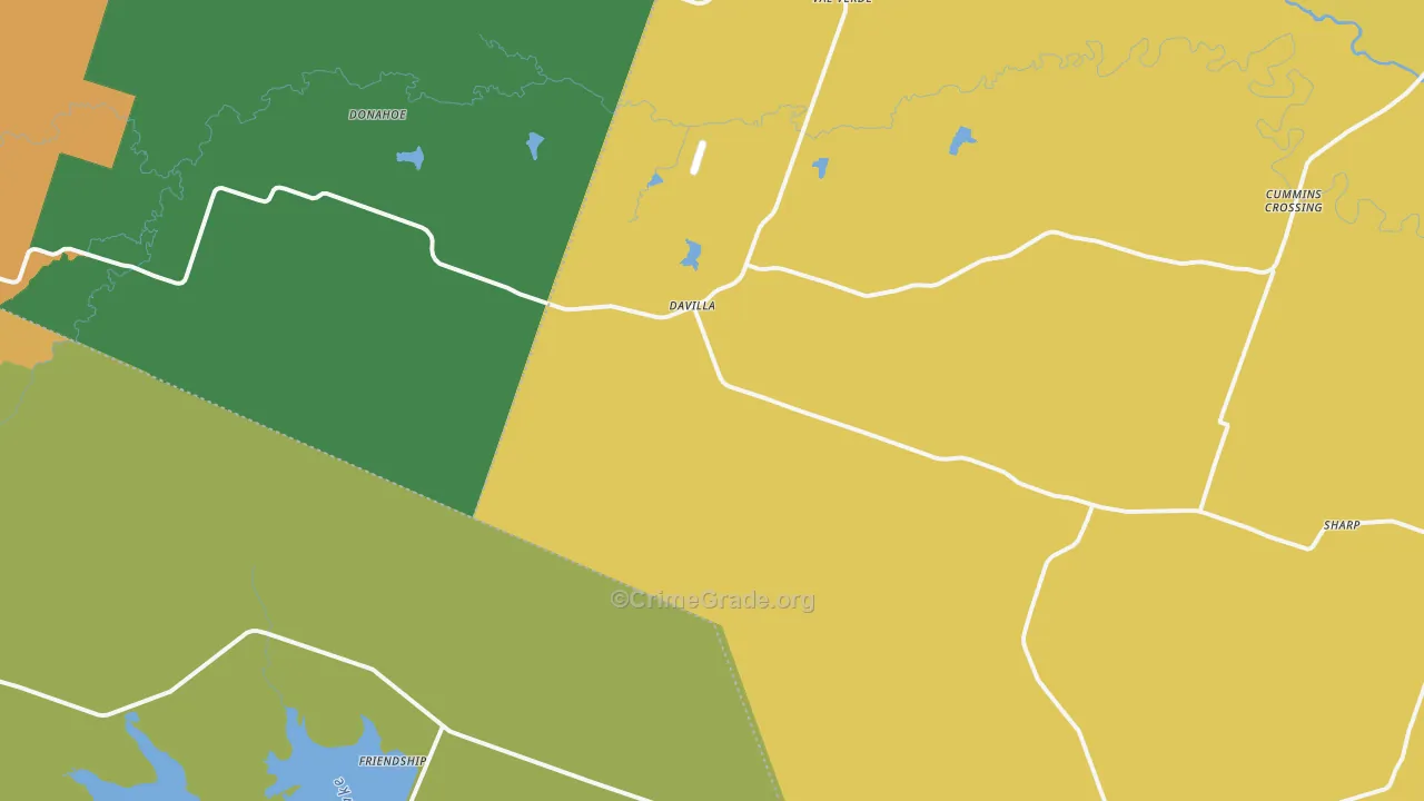 Davilla, TX Map of Murder Rates