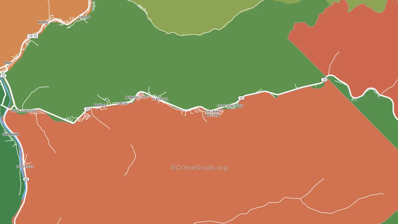 Davin, WV Map of Murder Rates