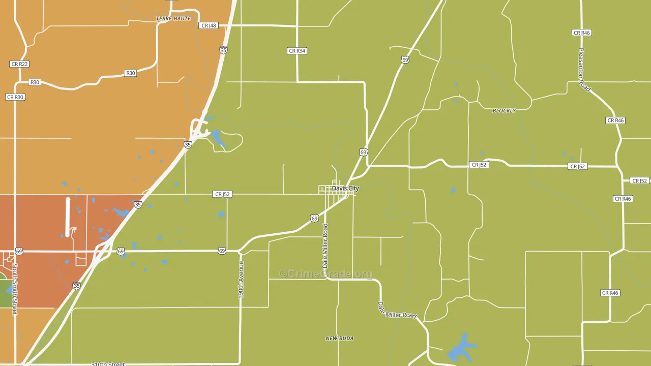 Davis City, IA Map of Murder Rates