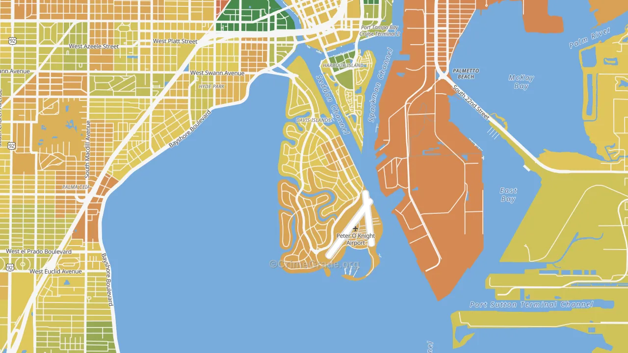 Davis Island, Tampa, FL Map of Murder Rates