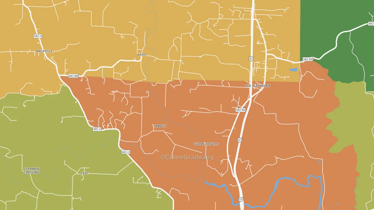 Davis, MO Map of Murder Rates