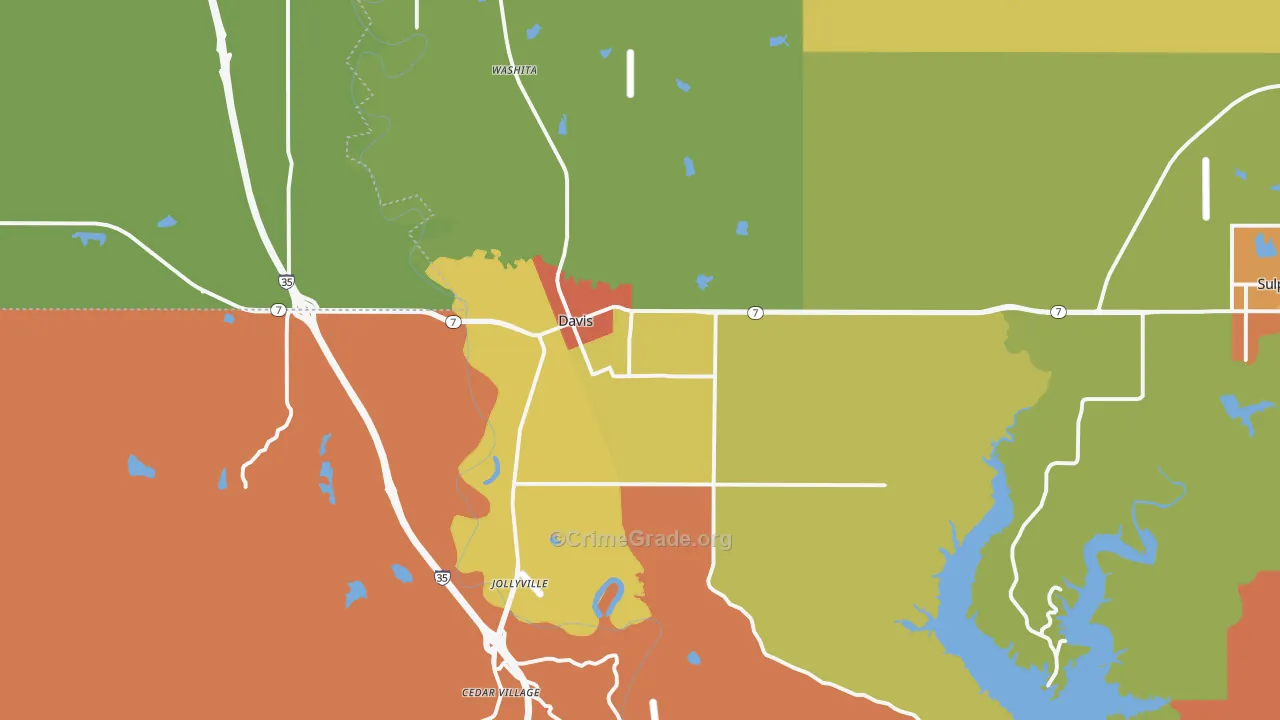 Davis, OK Map of Murder Rates