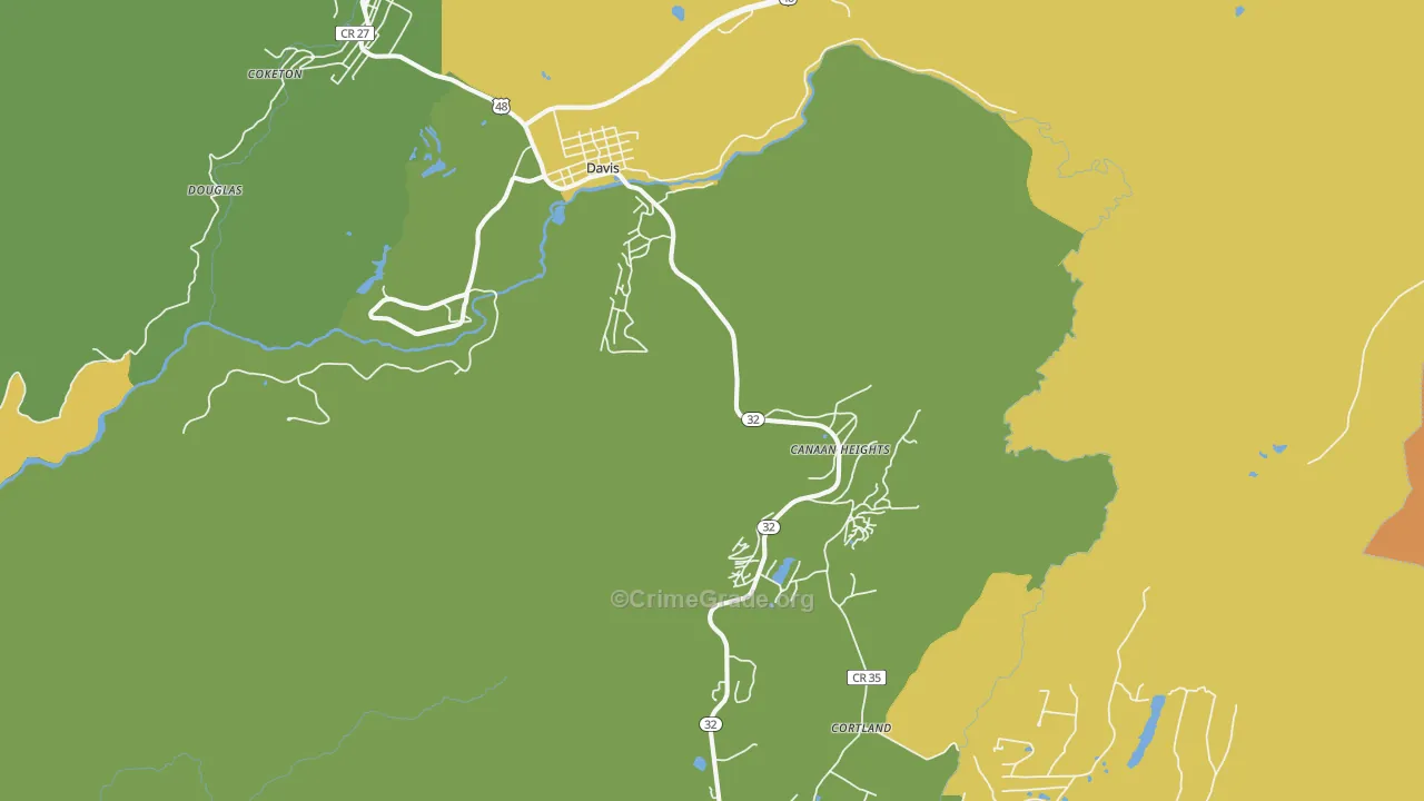 Davis, WV Map of Murder Rates