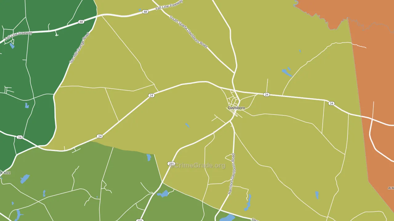 Davisboro, GA Map of Murder Rates