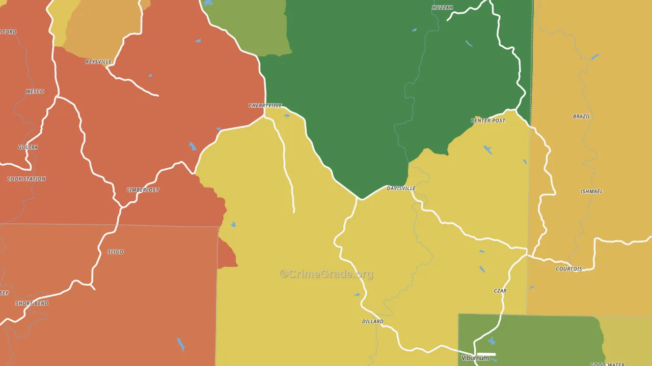 Davisville, MO Map of Murder Rates