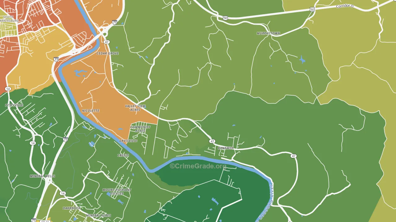 Davisville, WV Map of Murder Rates