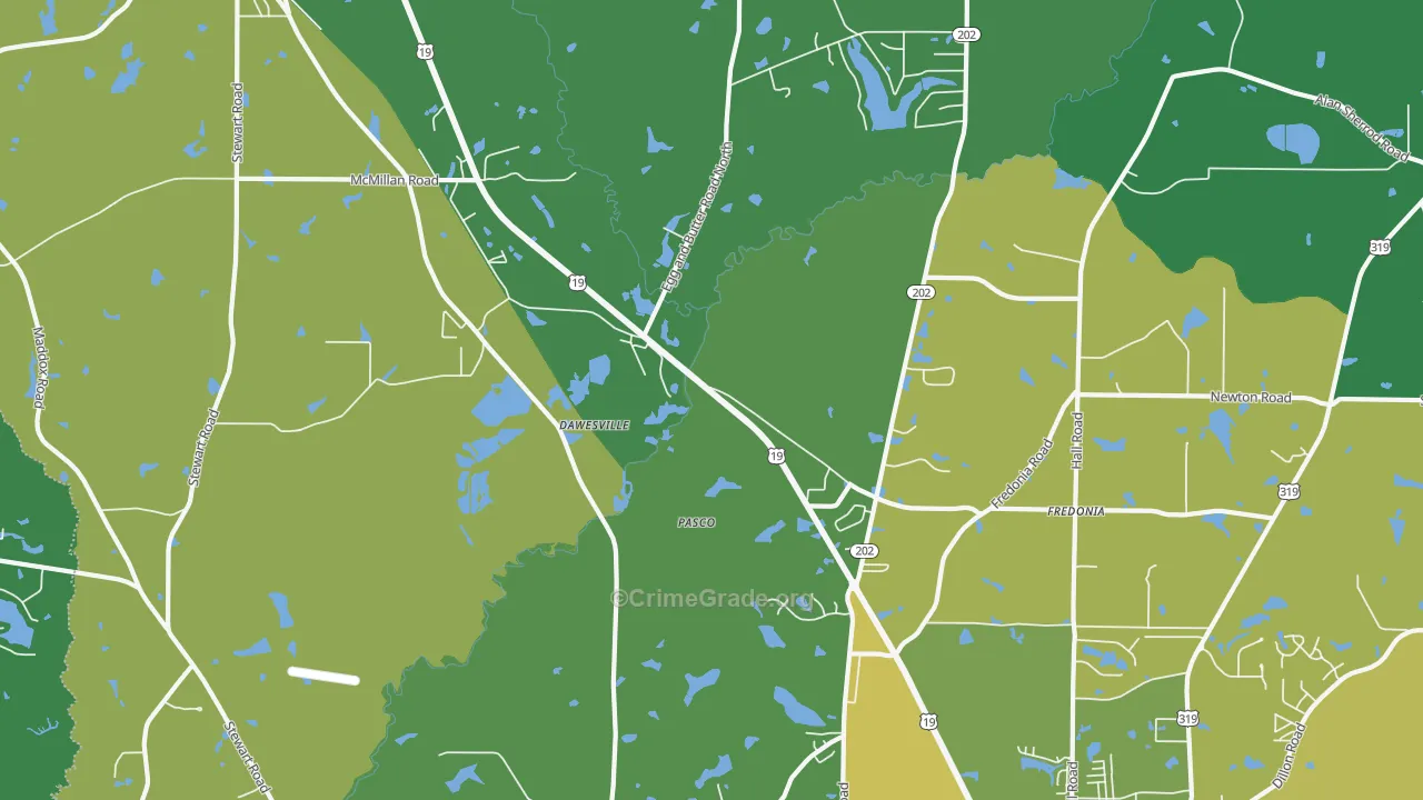 Dawesville, GA Map of Murder Rates