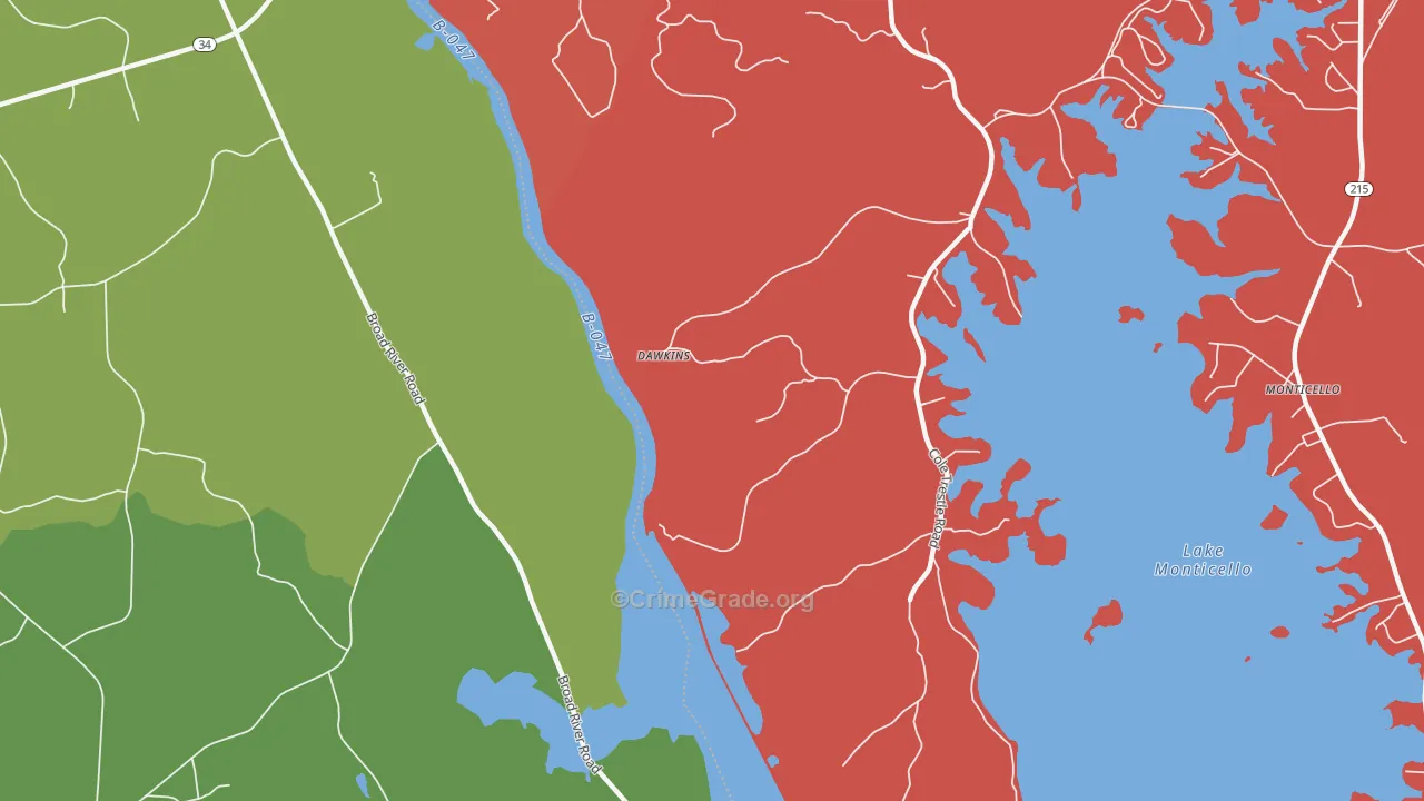 Dawkins, SC Map of Murder Rates