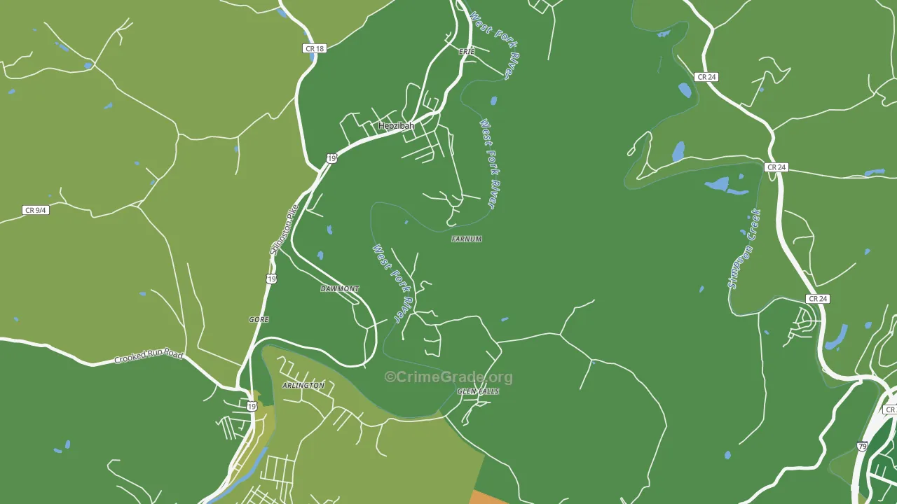 Dawmont, WV Map of Murder Rates
