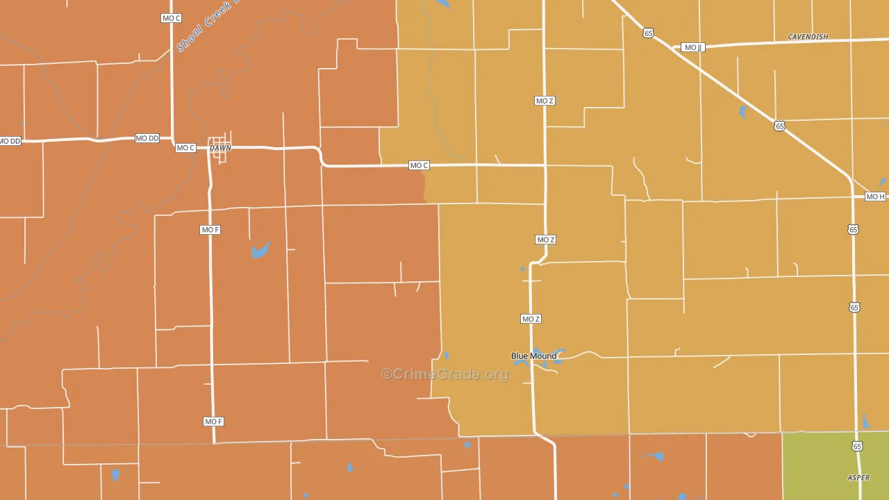 Dawn, MO Map of Murder Rates