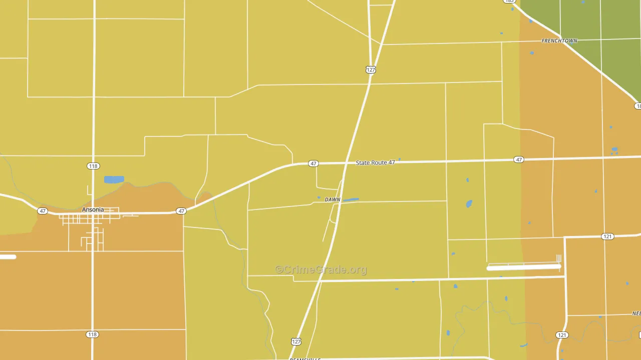 Dawn, OH Map of Murder Rates