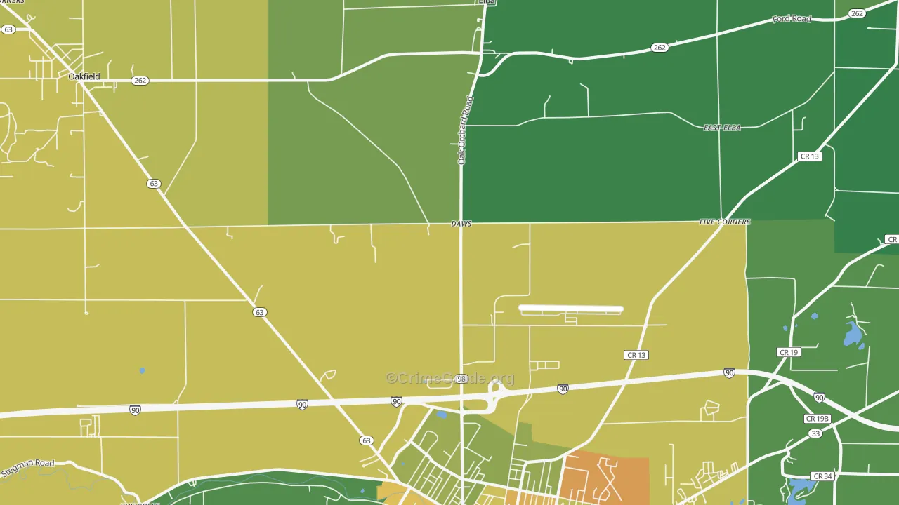 Daws, NY Map of Murder Rates