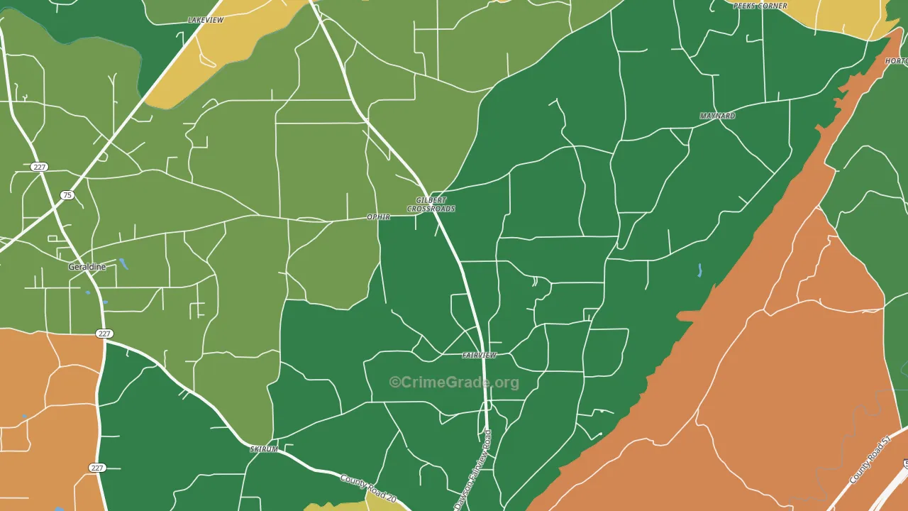 Dawson, AL Map of Murder Rates