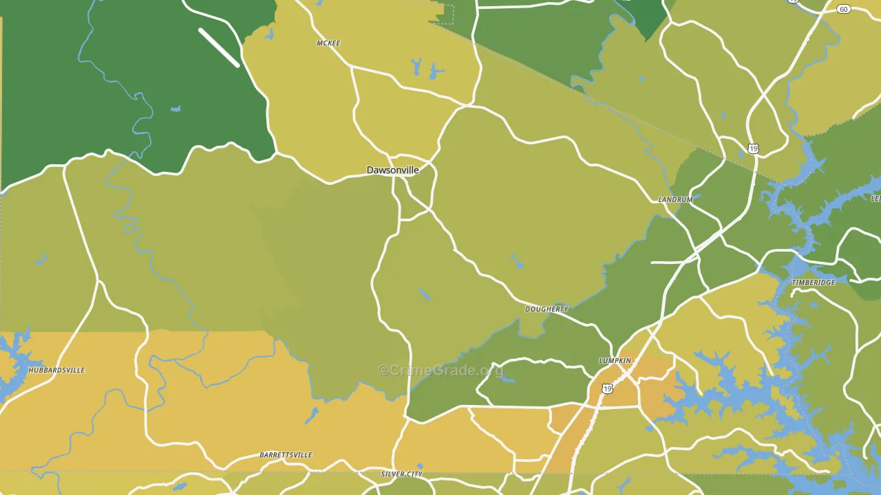 Dawson County, GA Map of Murder Rates
