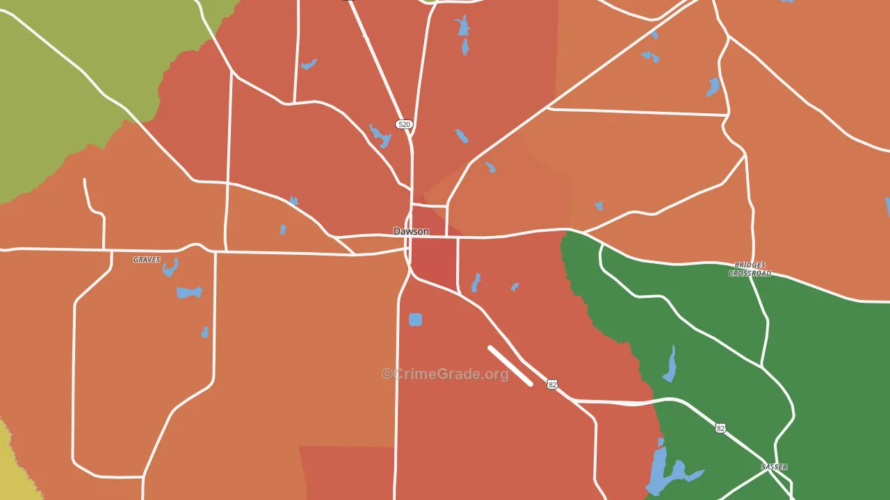 Dawson, GA Map of Murder Rates