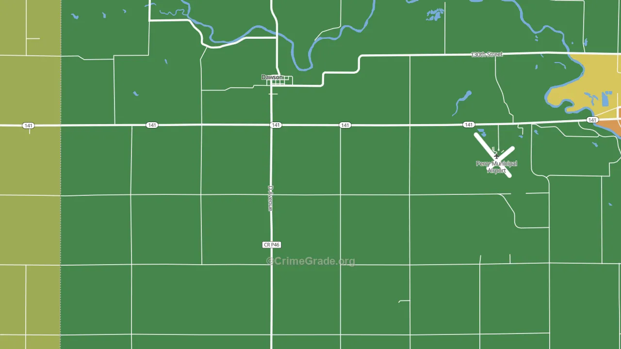 Dawson, IA Map of Murder Rates
