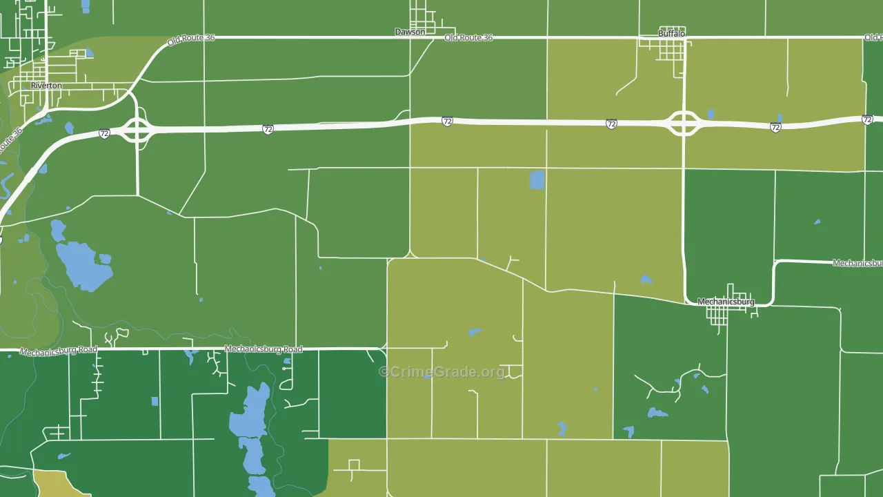 Dawson, IL Map of Murder Rates