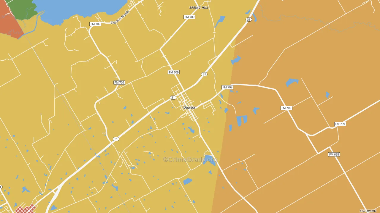 Dawson, TX Map of Murder Rates