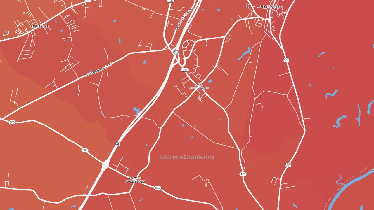 Days Crossroads, NC Map of Murder Rates