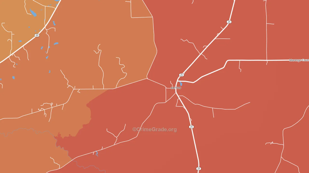 Dayton, AL Map of Murder Rates