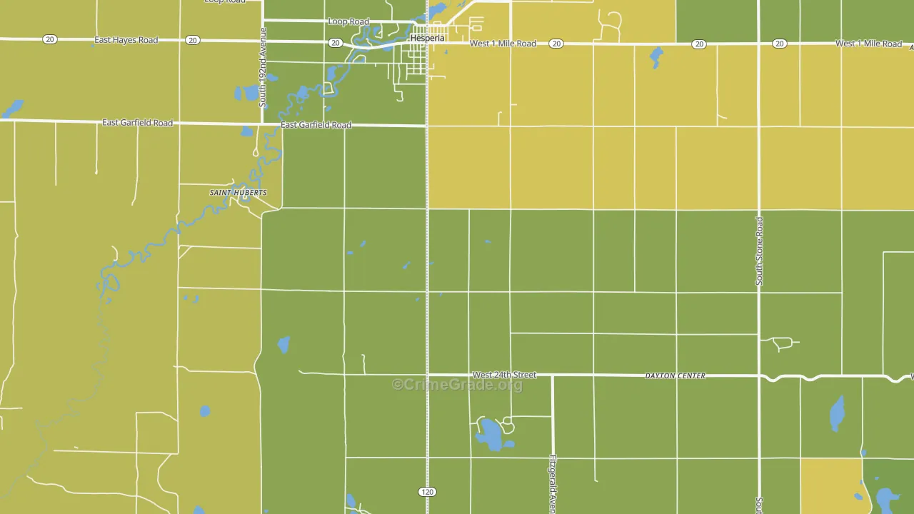 Dayton Center, MI Map of Murder Rates