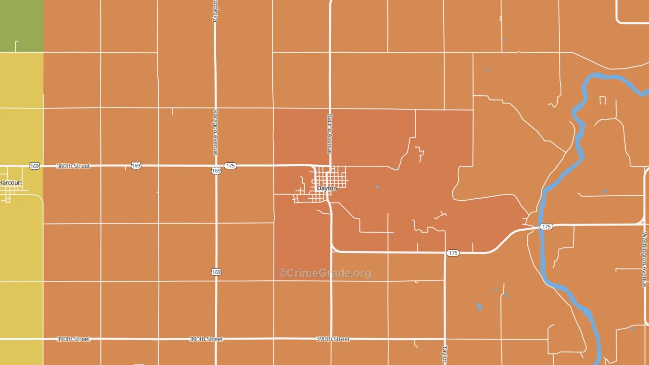 Dayton, IA Map of Murder Rates