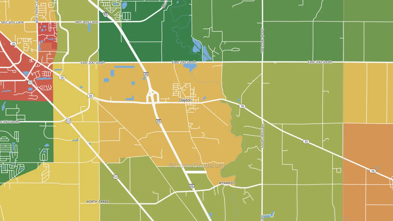 Dayton, IN Map of Murder Rates
