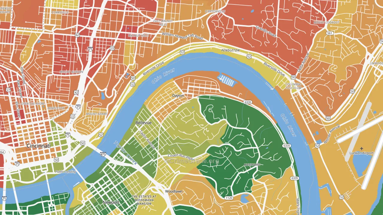 Dayton, KY Map of Murder Rates