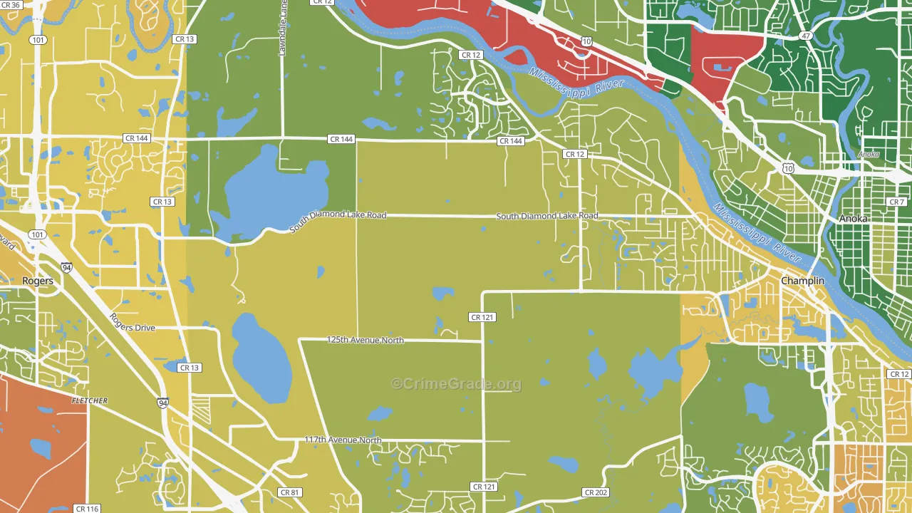 Dayton, MN Map of Murder Rates