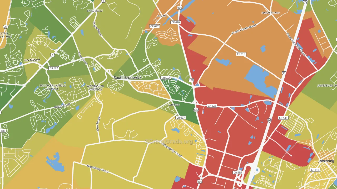 Dayton, NJ Map of Murder Rates