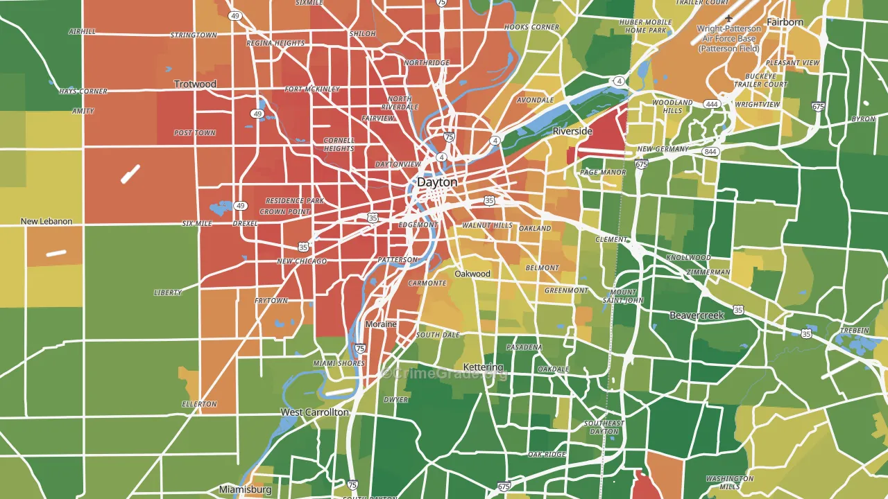 Dayton, OH Map of Murder Rates