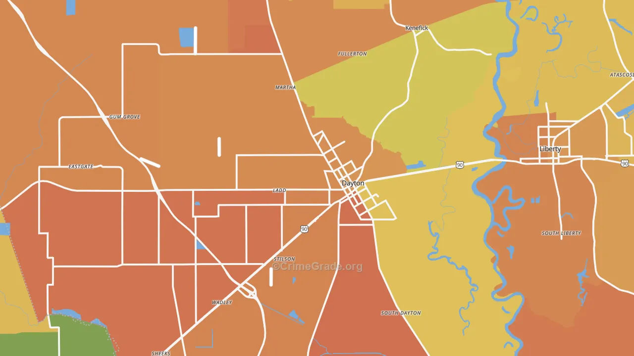 Dayton, TX Map of Murder Rates