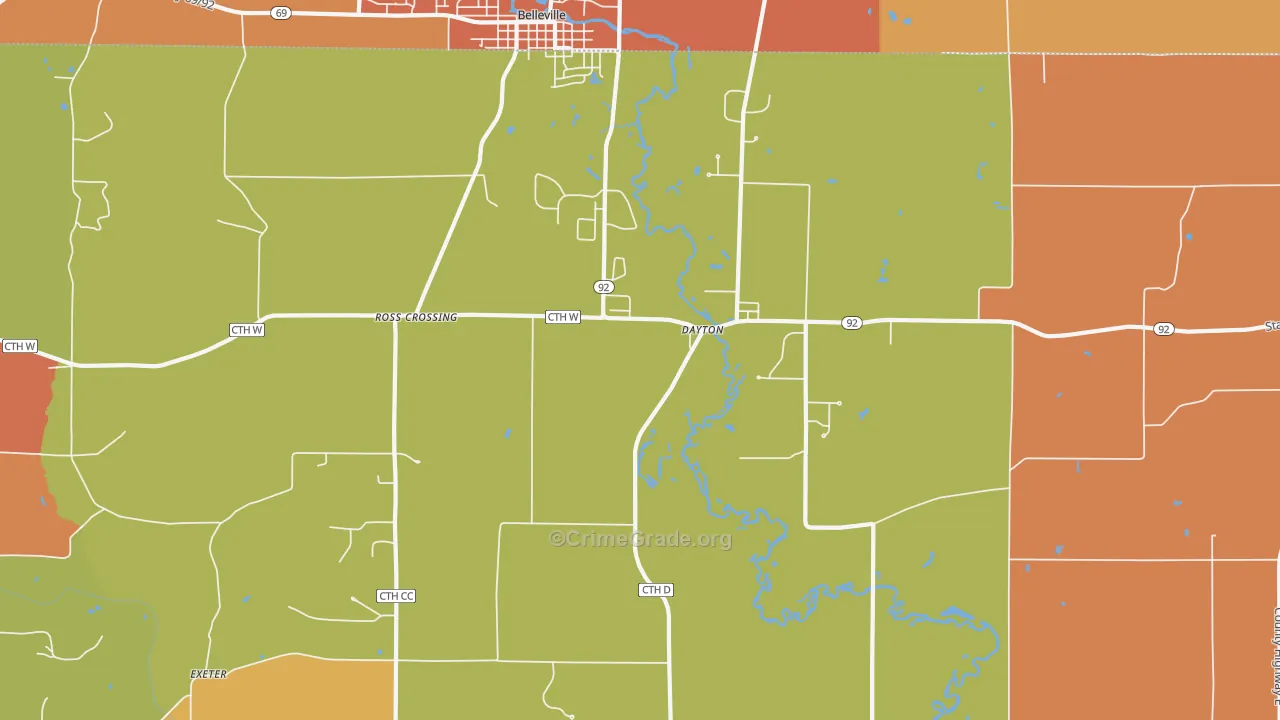Dayton, WI Map of Murder Rates