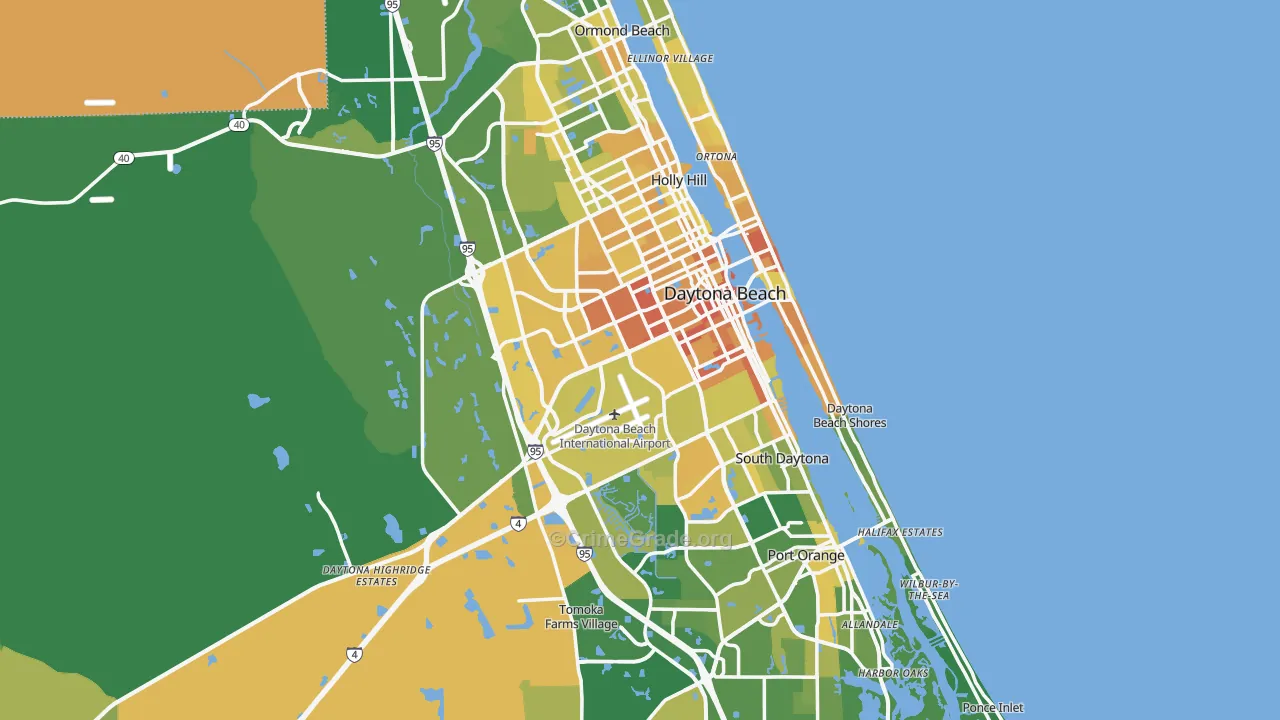 Daytona Beach, FL Map of Murder Rates