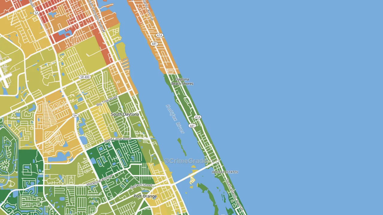 Daytona Beach Shores, FL Map of Murder Rates
