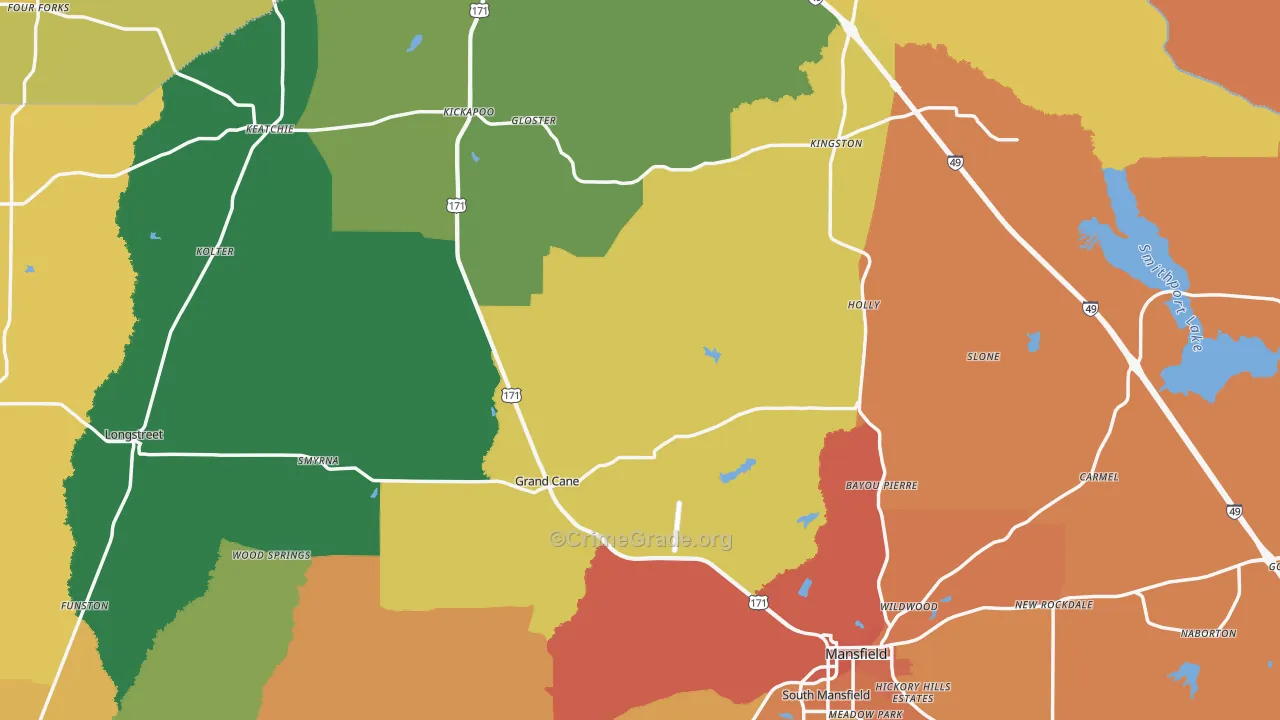 De Soto Parish, LA Map of Murder Rates