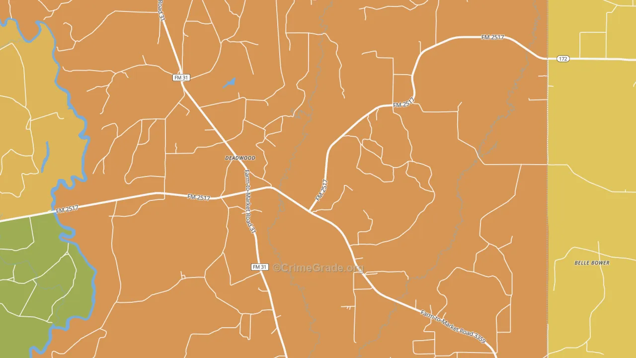 Deadwood, TX Map of Murder Rates