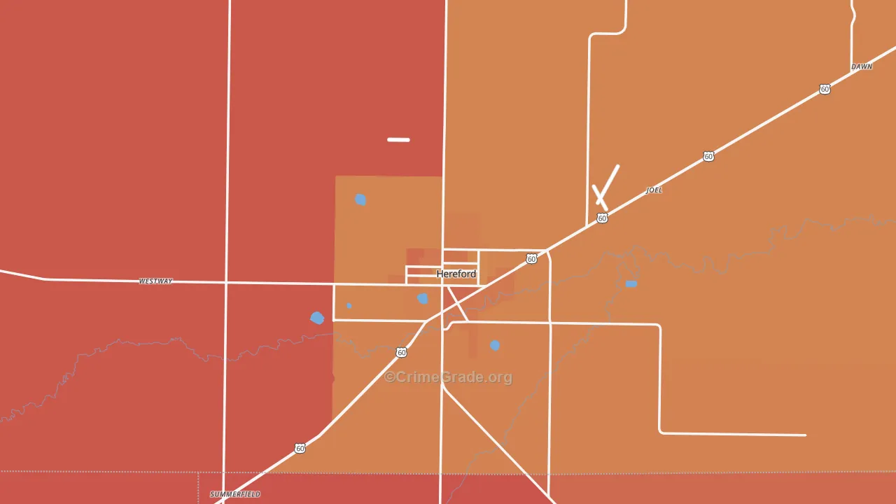 Deaf Smith County, TX Map of Murder Rates