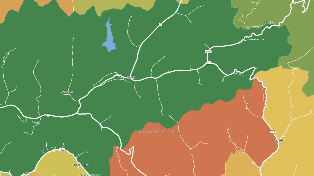 Deane, KY Map of Murder Rates