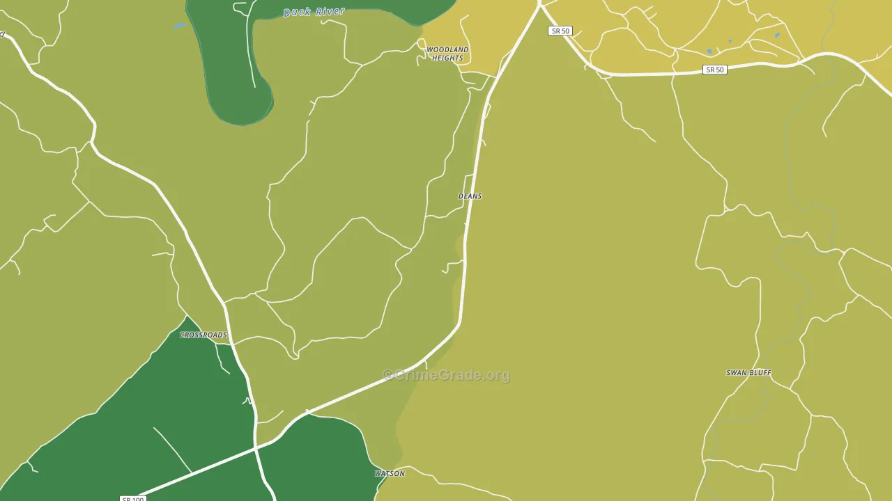 Deans, TN Map of Murder Rates