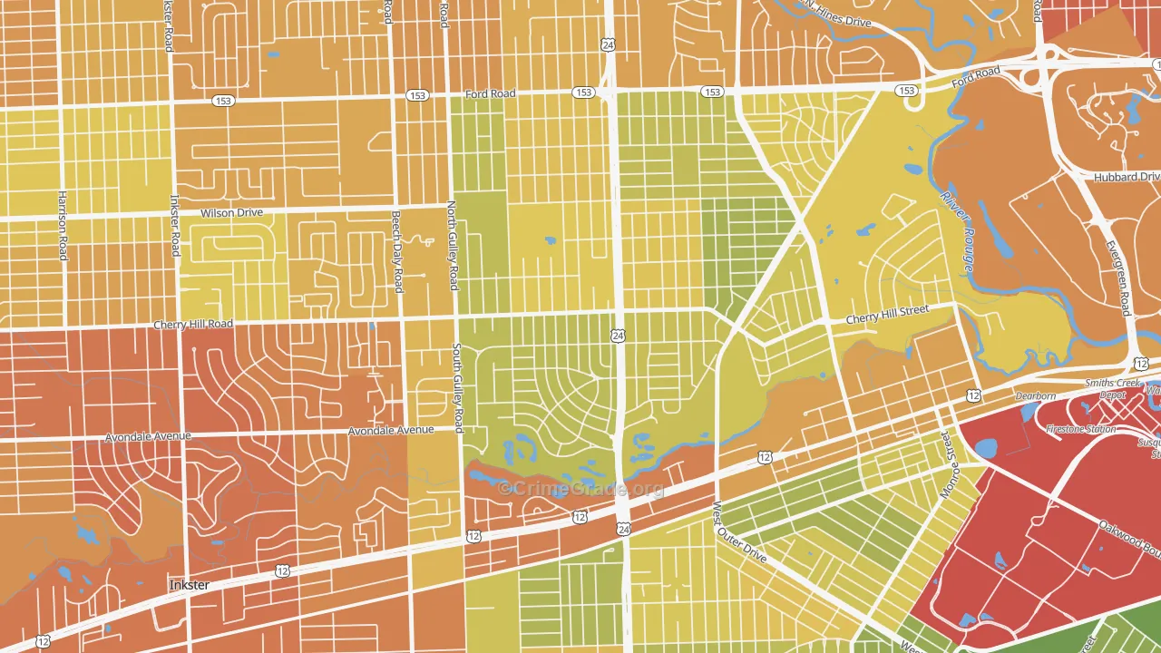 Dearborn Hills, Dearborn, MI Map of Murder Rates